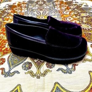 Donald J. Pilner Purple Velvet Chunky Platform Loafers Size 5.5